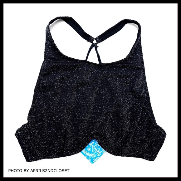 FREE PEOPLE SPARKLE BLACK CROP TOP BRALETTE A2C - Picture 7 of 8